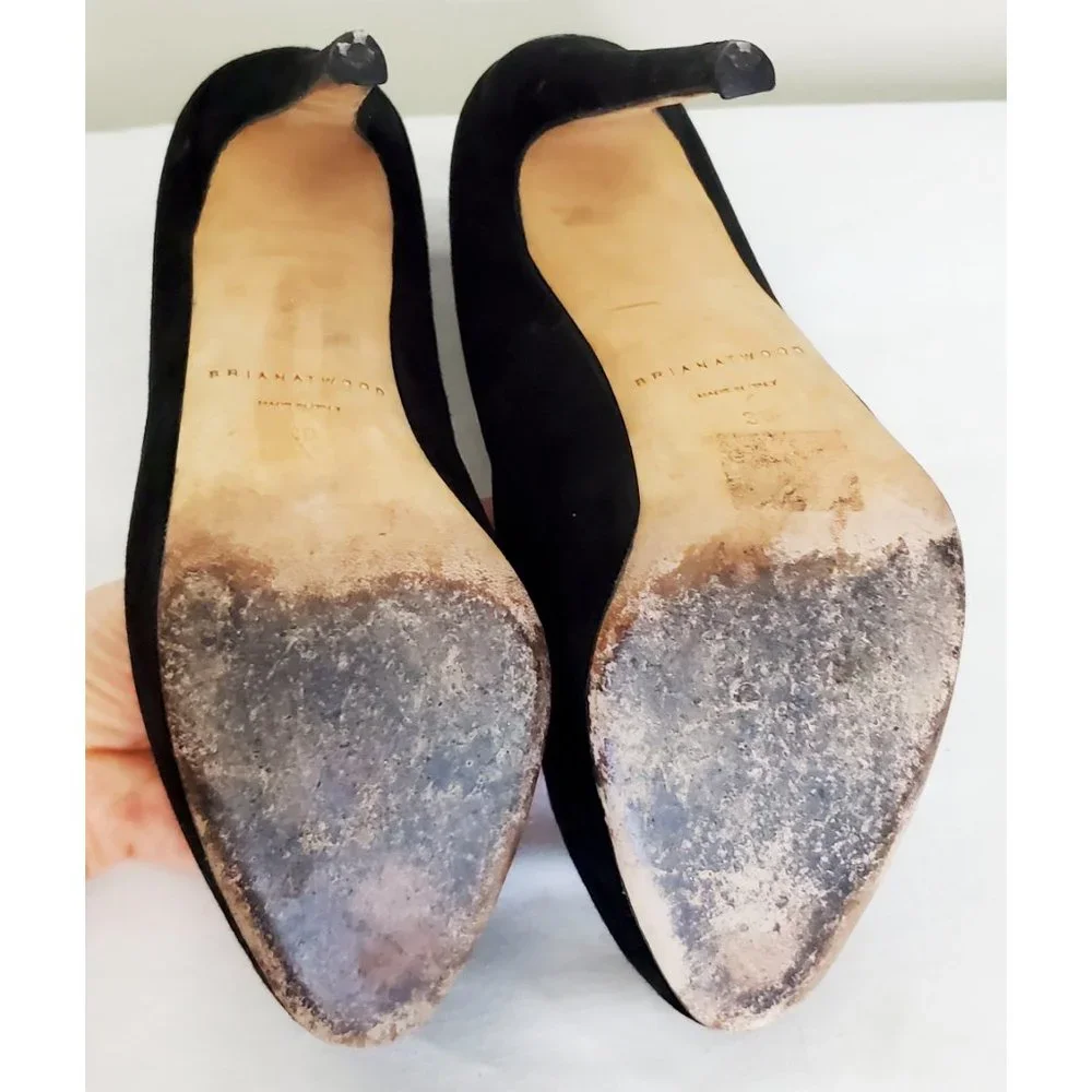 Brain Atwood Womens Black Suede High Heels Pumps Platforms 38/ US 7